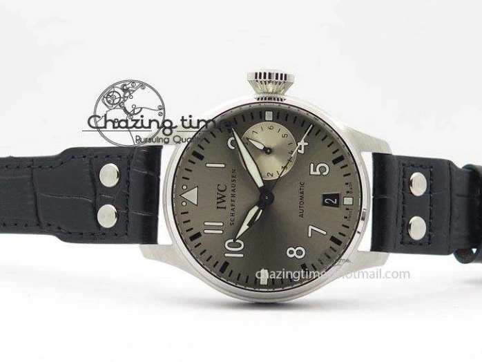 MIROTIME 0318 TimelessDesign Big Pilot Real PR IW500906 ZF 1:1 Best Edition Silver Dial On Black Leather Strap A 7285